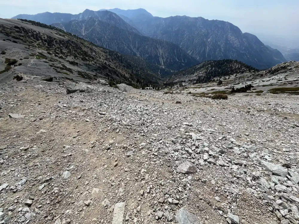 looking down the tailings