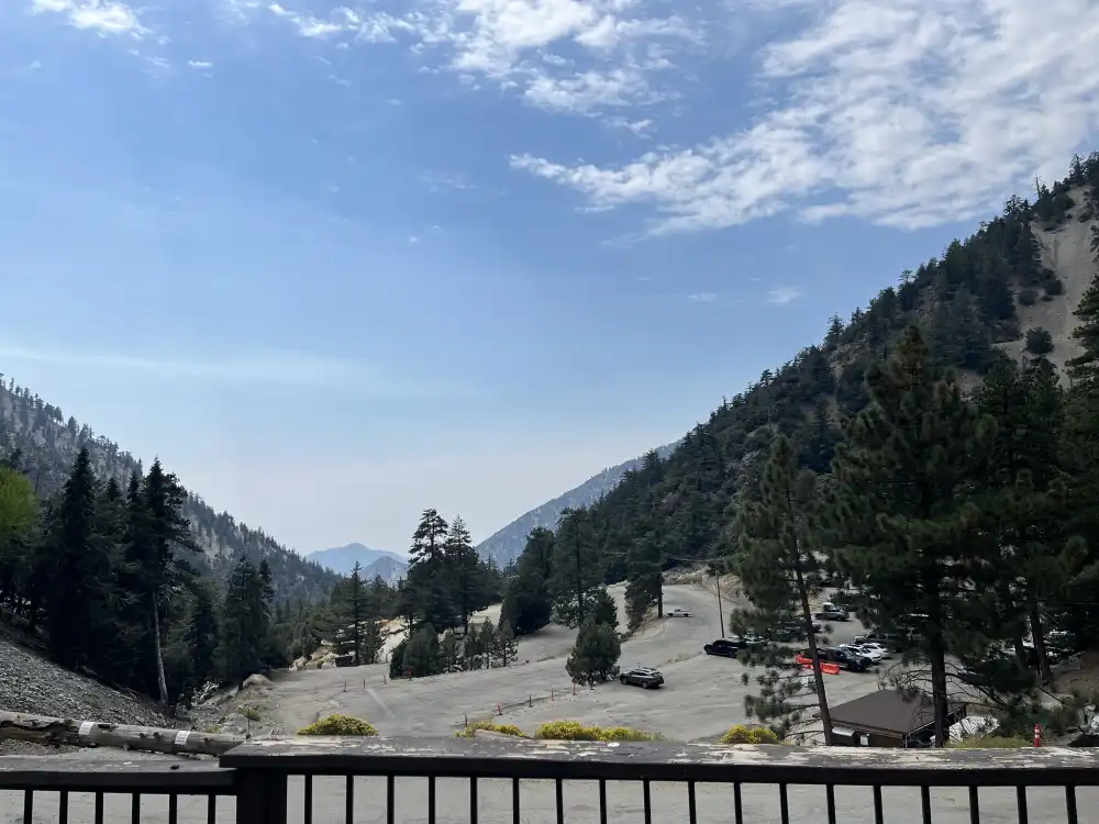 picture overlooking parking lot at Mt Baldy