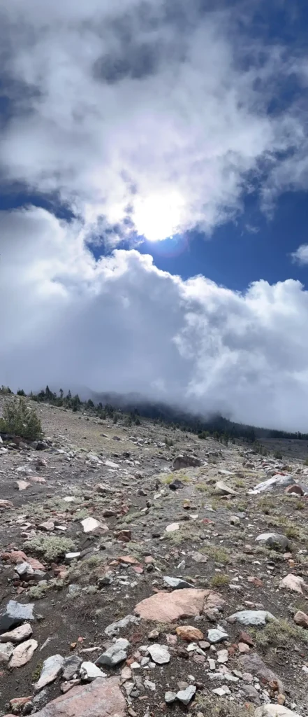 looking down Mt Shasta