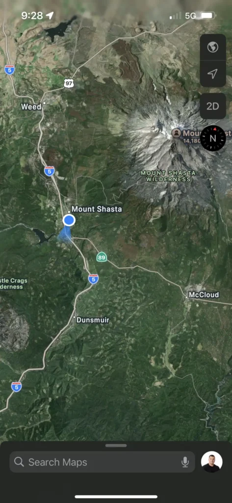 iPhone map of Mt Shasta